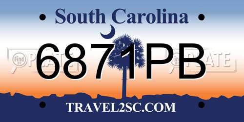 6871PB South Carolina License Plate