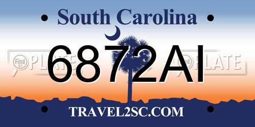 6872AI South Carolina License Plate