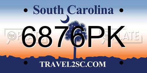 6876PK South Carolina License Plate