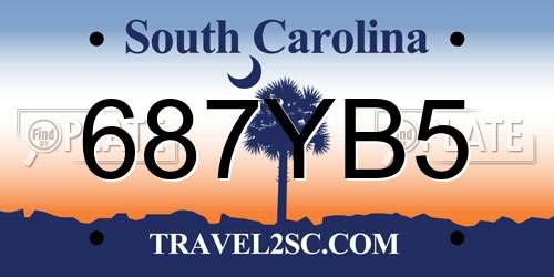 687YB5 South Carolina License Plate