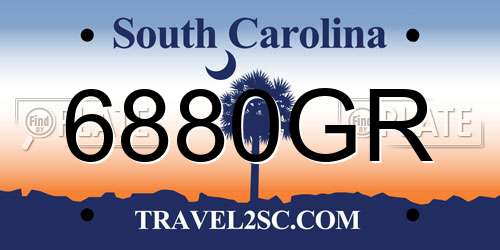 6880GR South Carolina License Plate