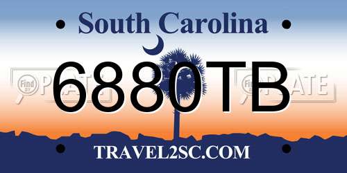 6880TB South Carolina License Plate