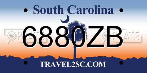 6880ZB South Carolina License Plate