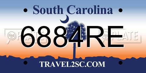 6884RE South Carolina License Plate