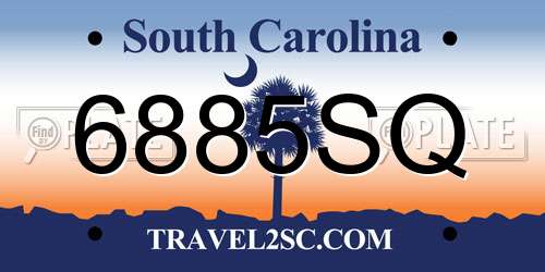 6885SQ South Carolina License Plate