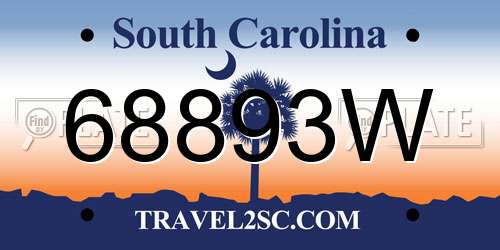 68893W South Carolina License Plate