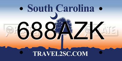 688AZK South Carolina License Plate