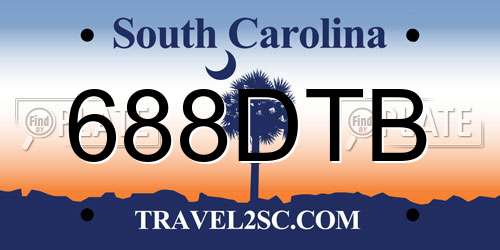 688DTB South Carolina License Plate