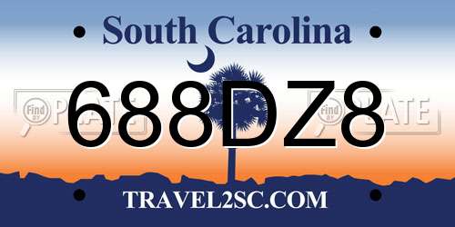 688DZ8 South Carolina License Plate