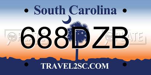 688DZB South Carolina License Plate