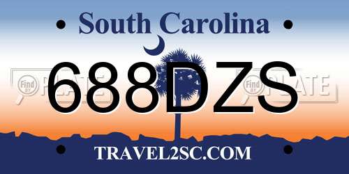 688DZS South Carolina License Plate