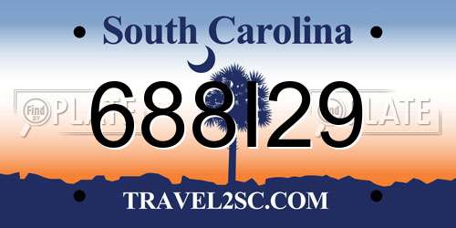 688I29 South Carolina License Plate