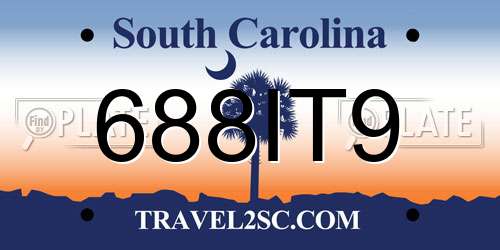 688IT9 South Carolina License Plate