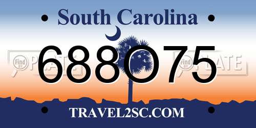 688O75 South Carolina License Plate