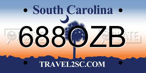 688OZB South Carolina License Plate