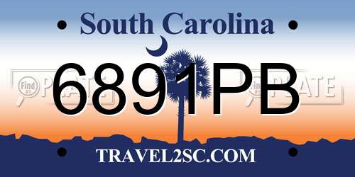 6891PB South Carolina License Plate