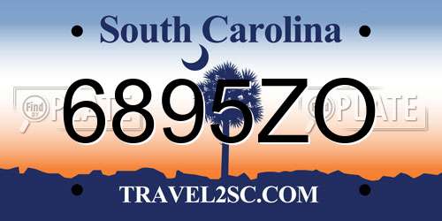 6895ZO South Carolina License Plate