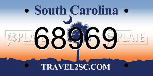 68969 South Carolina License Plate