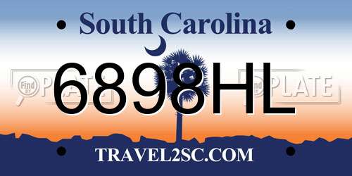 6898HL South Carolina License Plate