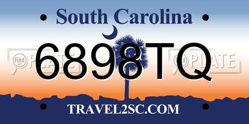 6898TQ South Carolina License Plate
