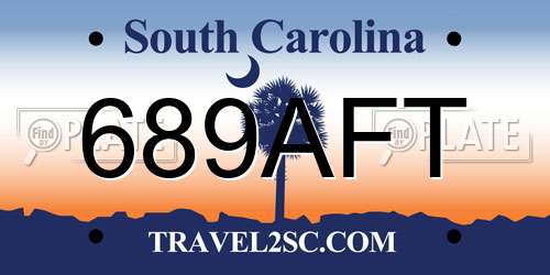 689AFT South Carolina License Plate