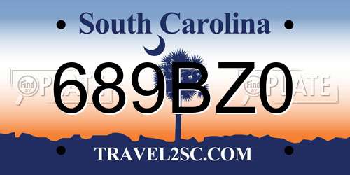 689BZ0 South Carolina License Plate
