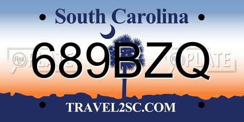 689BZQ South Carolina License Plate