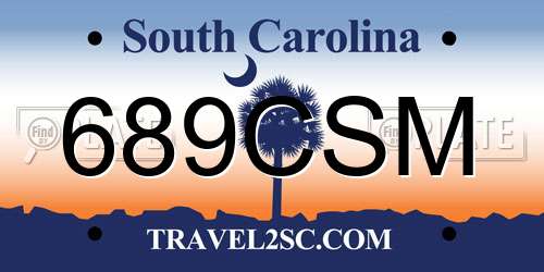 689CSM South Carolina License Plate