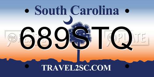 689STQ South Carolina License Plate