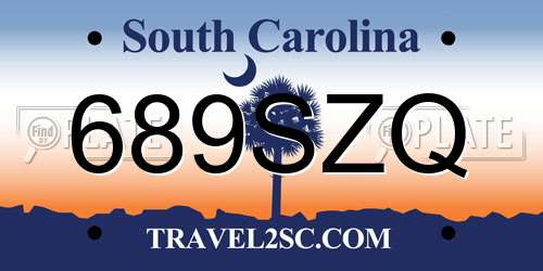 689SZQ South Carolina License Plate