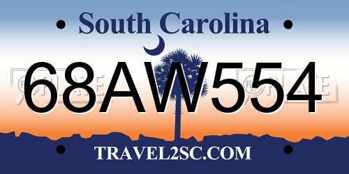 68AW554 South Carolina License Plate