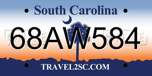 68AW584 South Carolina License Plate