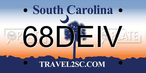 68DEIV South Carolina License Plate