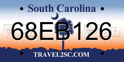 68EB126 South Carolina License Plate