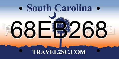 68EB268 South Carolina License Plate