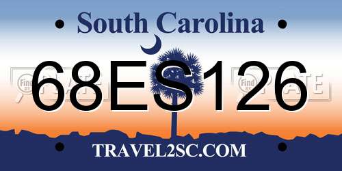 68ES126 South Carolina License Plate