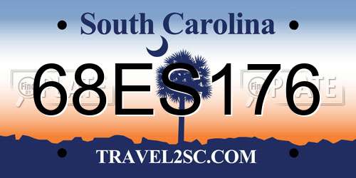 68ES176 South Carolina License Plate