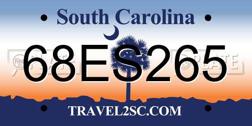 68ES265 South Carolina License Plate