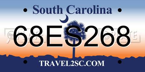 68ES268 South Carolina License Plate