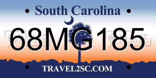 68MG185 South Carolina License Plate
