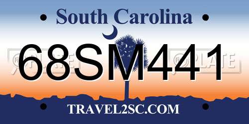 68SM441 South Carolina License Plate