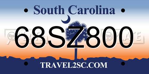 68SZ800 South Carolina License Plate