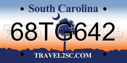 68TG642 South Carolina License Plate