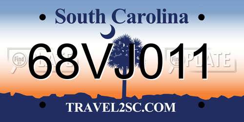 68VJ011 South Carolina License Plate