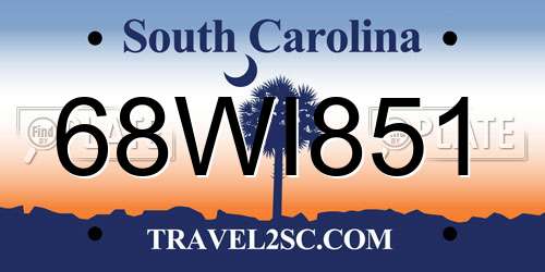 68WI851 South Carolina License Plate