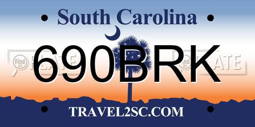 690BRK South Carolina License Plate