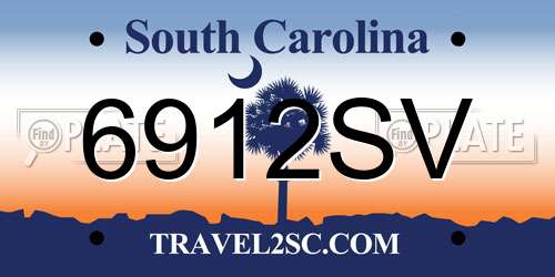 6912SV South Carolina License Plate