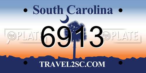 6913 South Carolina License Plate