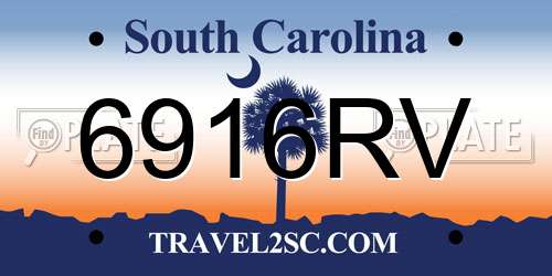 6916RV South Carolina License Plate