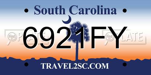 6921FY South Carolina License Plate